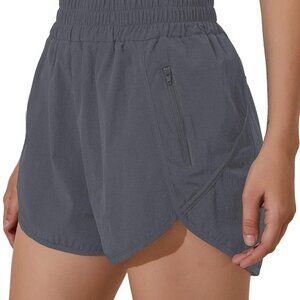 Women's Running Shorts Elastic High Waisted with Pockets, 2.5" Sporty Workout Qu